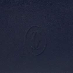 Cartier Blue Leather Must De Cartier 6CC Bifold Wallet