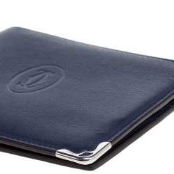 Cartier Blue Leather Must De Cartier 6CC Bifold Wallet