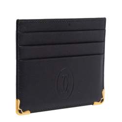 Pre Owned Cartier Black Leather Simple Card Holder