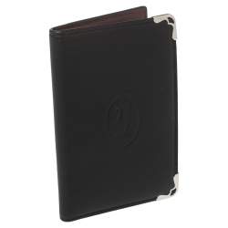 Pre Owned Cartier Black Leather Must De Cartier Card Holder