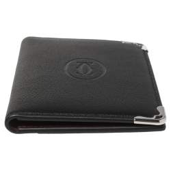 Pre Owned Cartier Black Leather Must De Cartier Card Holder