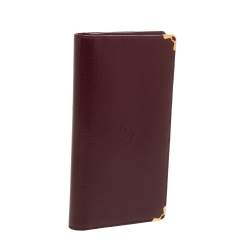 Pre Owned محفظة طية ثنائية كارتييه ماست دو كارتييه جلد عنابي