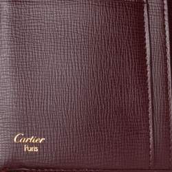 Pre Owned محفظة طية ثنائية كارتييه ماست دو كارتييه جلد عنابي
