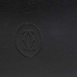 Pre Owned Cartier Black Leather Must De Cartier Bifold Wallet