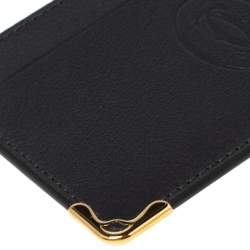 Pre Owned Cartier Black Leather Must de Cartier Card Holder