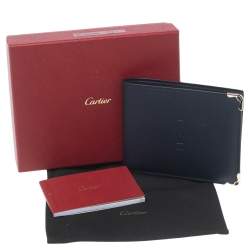 مملوكة مسبقًا محفظة كارتييه طيه مزدوجة 6 سي سي مست دو كارتييه جلد أزرق ميدنايت