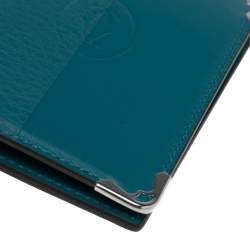 Pre Owned Cartier Teal Leather Must De Cartier Card Holder