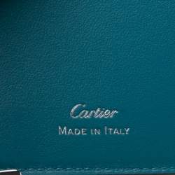 Pre Owned Cartier Teal Leather Must De Cartier Card Holder