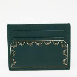 مملوكة مسبقًا Cartier Green Leather Guirlande De Cartier Simple Card Holder