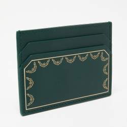مملوكة مسبقًا Cartier Green Leather Guirlande De Cartier Simple Card Holder