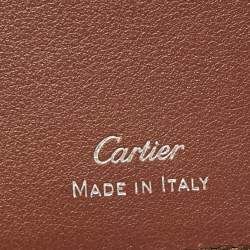 Pre Owned Cartier Brown Leather Must De Cartier 6CC Bifold Wallet