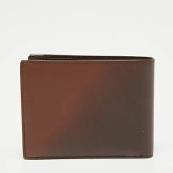 Pre Owned Cartier Brown Leather Must De Cartier 6CC Bifold Wallet