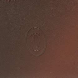 Pre Owned Cartier Brown Leather Must De Cartier 6CC Bifold Wallet