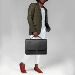 Pre Owned Cartier Black Leather Must De Cartier Briefcase