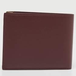 Pre Owned Cartier Maroon Leather Must De Cartier 6CC Bifold Wallet