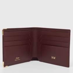 Pre Owned Cartier Maroon Leather Must De Cartier 6CC Bifold Wallet
