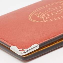 Cartier Maroon/Mustard Leather Must De Cartier Card Holder