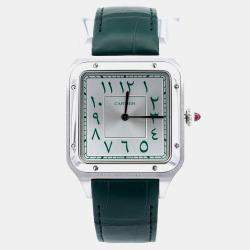 Pre Owned Cartier Santos Dumont WGSA0060 Silver Platinum Manual Winding Men's Watches 46.6x33.9 mm