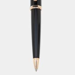 Cartier Santos Dumont Black Resin Gold Tone Ballpoint Pen