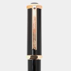 Cartier Santos Dumont Black Resin Gold Tone Ballpoint Pen