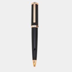 Cartier Santos Dumont Black Resin Gold Tone Ballpoint Pen