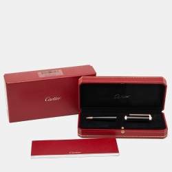 Cartier Santos Dumont Black Resin Gold Tone Ballpoint Pen