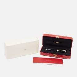 Pre Owned Cartier Art Deco Resin Silver Tone Black Ink Ballpoint Pen
