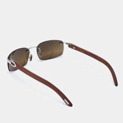 Cartier  C-Decor Bubina Wood Brown Silver Tone Sunglasses