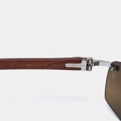 Cartier  C-Decor Bubina Wood Brown Silver Tone Sunglasses