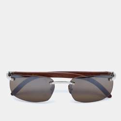 Cartier  C-Decor Bubina Wood Brown Silver Tone Sunglasses