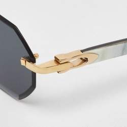 Pre Owned Cartier Black/Gold Tone CT0439S C Allongé de Cartier Sunglasses