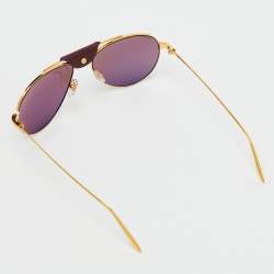 Pre Owned Cartier Gold Tone/Brown CT0038S Aviator Sunglasses