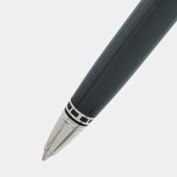 Pre Owned Cartier Limited Edition Railroad Decor Black Enamel Silver Tone Ball Point Pen