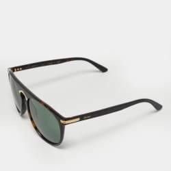 Pre Owned Cartier Tortoise Brown/Black CT0013S Aviator Sunglasses