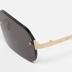 Pre Owned نظارة شمسية كارتييه بلاك/ذهبي CT0460S بدون إطار مستطيلة