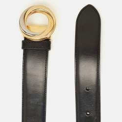 Pre Owned Cartier Trinity Cut to Size Belt Black Leather