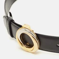 Pre Owned Cartier Trinity Cut to Size Belt Black Leather
