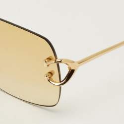 مملوكة مسبقًا Cartier Yellow/Gold Tone Gradient CT0330S C Decor Rimless Square Sunglasses
