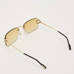 مملوكة مسبقًا Cartier Yellow/Gold Tone Gradient CT0330S C Decor Rimless Square Sunglasses