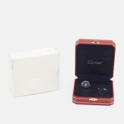 Pre Owned Cartier C De Cartier Blue Enamel Sterling Silver Cufflinks