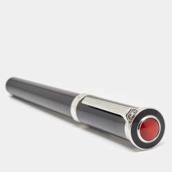 Pre Owned Cartier Art Deco Black Resin Red Cabochon Fountain Pen