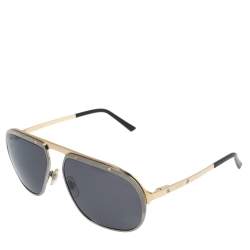 Cartier Brushed Metal/ Grey CT0035S Polarized Santos de Cartier Aviator Sunglasses