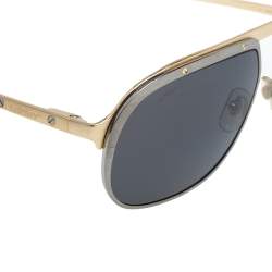 Cartier Brushed Metal/ Grey CT0035S Polarized Santos de Cartier Aviator Sunglasses