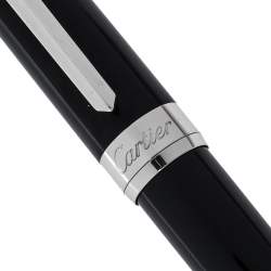 مملوكة مسبقًا قلم حبر جاف كارتييه باشا كمبوزيت أسود مطلي بالاديوم