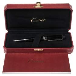 مملوكة مسبقًا قلم حبر جاف كارتييه باشا كمبوزيت أسود مطلي بالاديوم