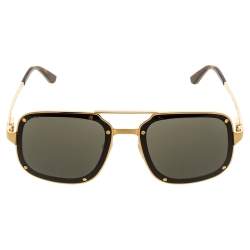 Cartier Brushed Titanium/ Grey Aviator Santos de Cartier Rectangular Sunglasses
