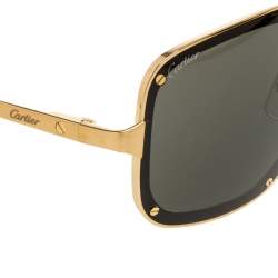 Cartier Brushed Titanium/ Grey Aviator Santos de Cartier Rectangular Sunglasses