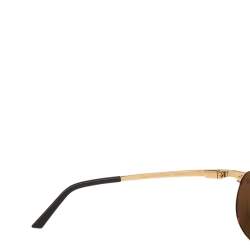 Pre Owned Cartier Gold/Brown Santos De Cartier Aviator Sunglasses
