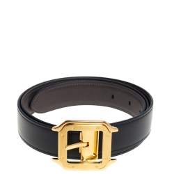 Pre Owned Cartier Black Leather Santos De Cartier Belt  95CM (cut to size)