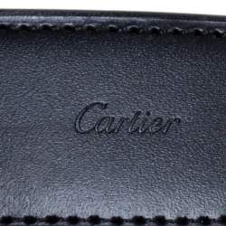 Pre Owned Cartier Black Leather Santos De Cartier Belt  95CM (cut to size)